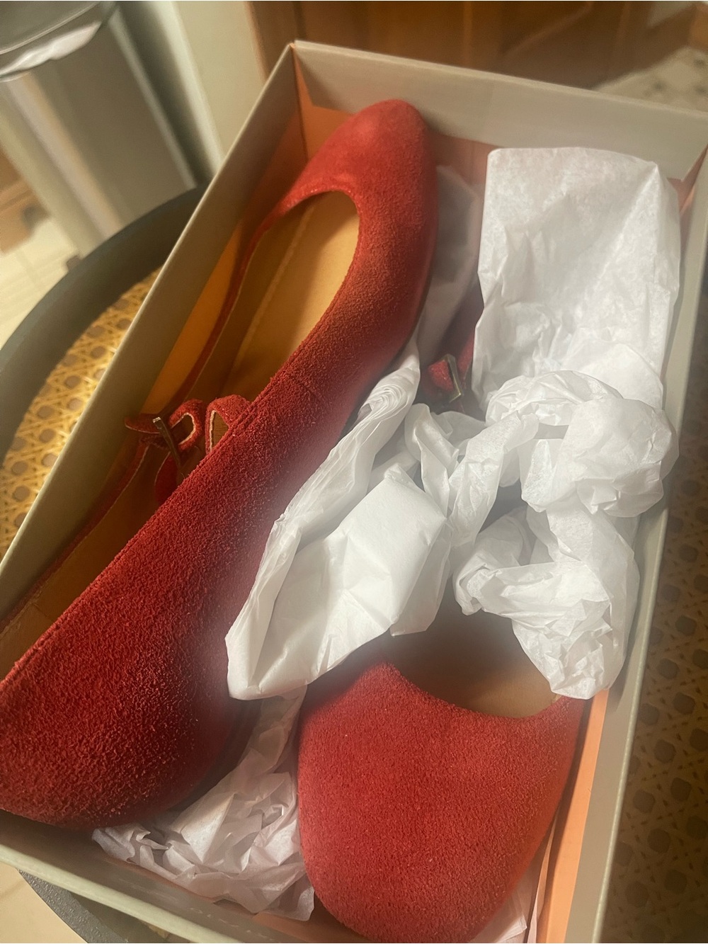 Crown Vintage Red Suede Mary Jane Flats - Picture 2 of 7